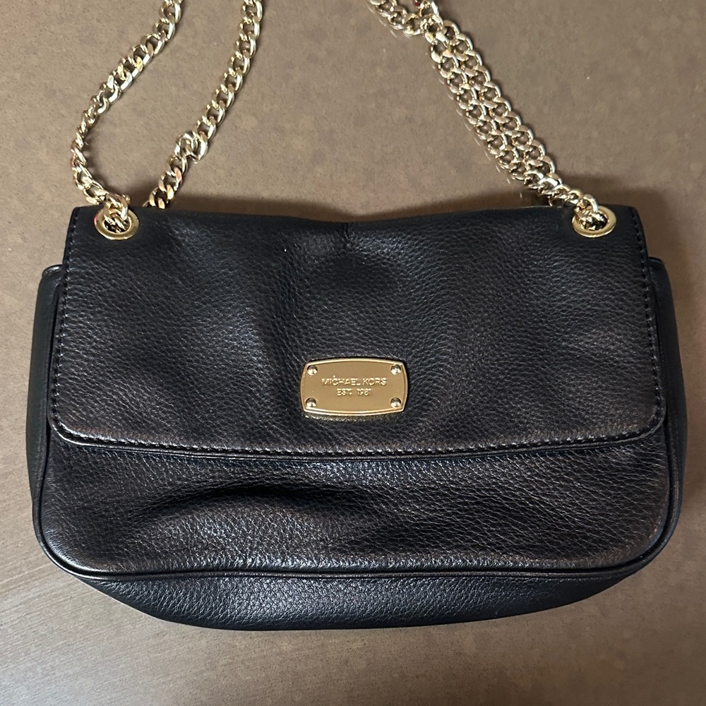Michael Kors Black Shoulder Bag with Gold Chain